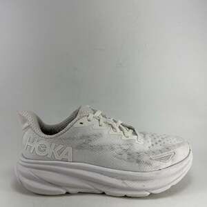 Hoka Clifton 9 Running Shoes Womens Size 7 B White/White Mesh Athletic Sneakers